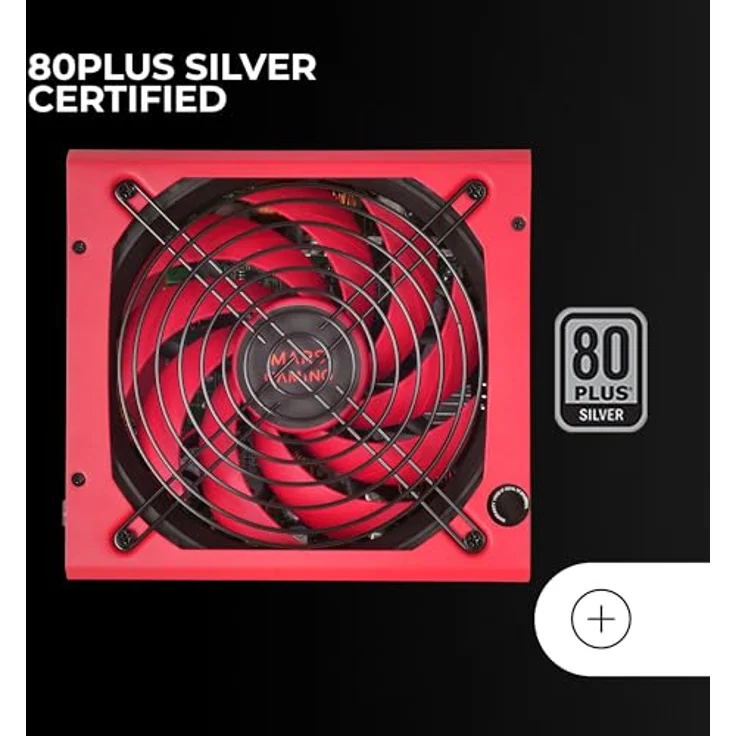 MARSGAMING MPVU750M, Vollmodulares 750W ATX-Netzteil, 10 Jahre Garantie, 80Plus Silber +87% Wirkungsgrad, 140mm FDB-Lüfter mit AI-RPM Technologie, Japanische 105° Kondensatoren, Rot – Bild 5
