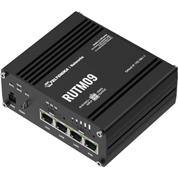 Teltonika RUTM09, 4G-LTE Router mit Dual-SIM, bis zu 300 Mbit/s, GNSS und vier Gigabit-Ports, Schwarz – Bild 3