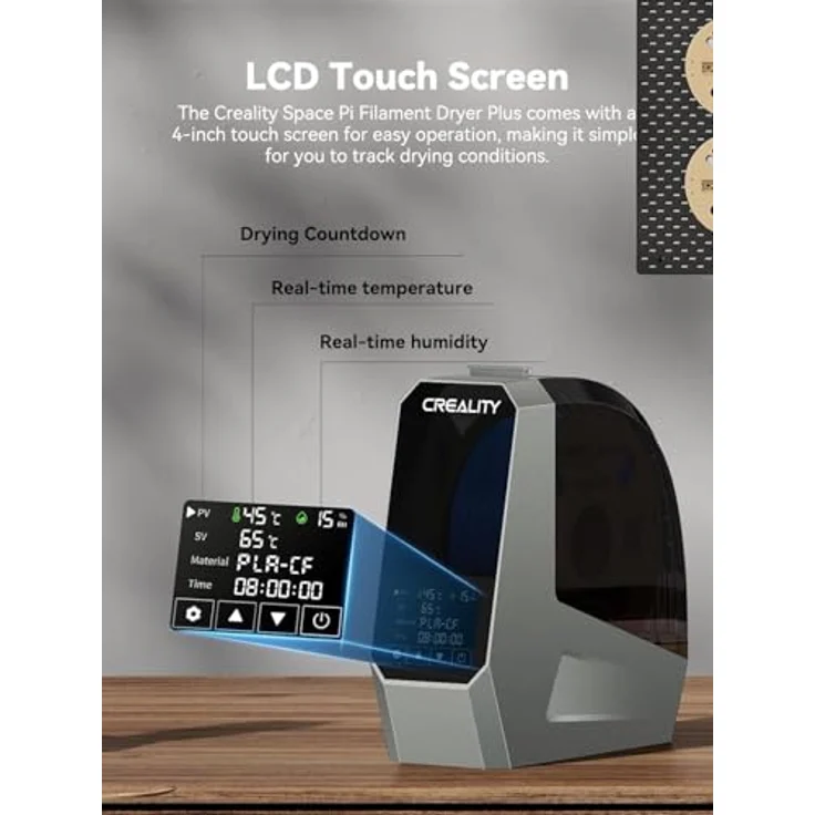Creality Space Pi Filament Dryer Trockenbox, 360° Heißluftzirkulation, 12 Temperaturmodi, 3,7-Zoll-LCD-Touchscreen, kompatibel mit 1,75mm und 2,85mm Filamenten – Bild 8