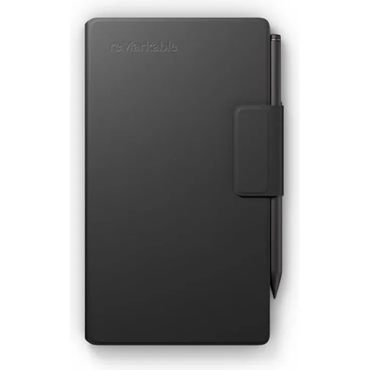 reMarkable Paper Pro Move – Book Folio aus schwarzem Leder, kompatibel mit 7,3-Zoll Papiertablet, mit integriertem Magnetverschluss und Stifte-Schlaufe