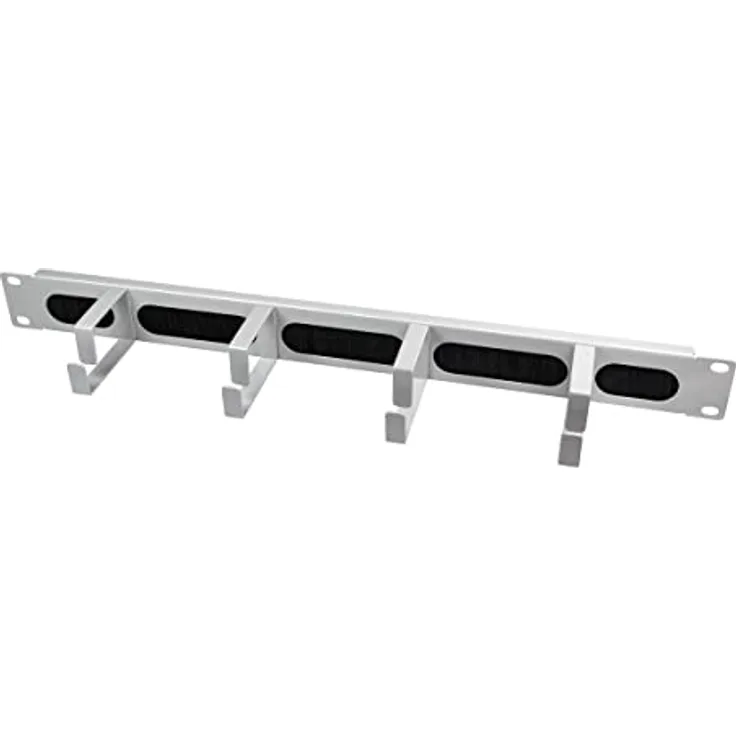 LogiLink Professional OR106G - 19"-Kabelführungspanel mit 4 Stahlbügeln und Bürstenleiste, lichtgrau