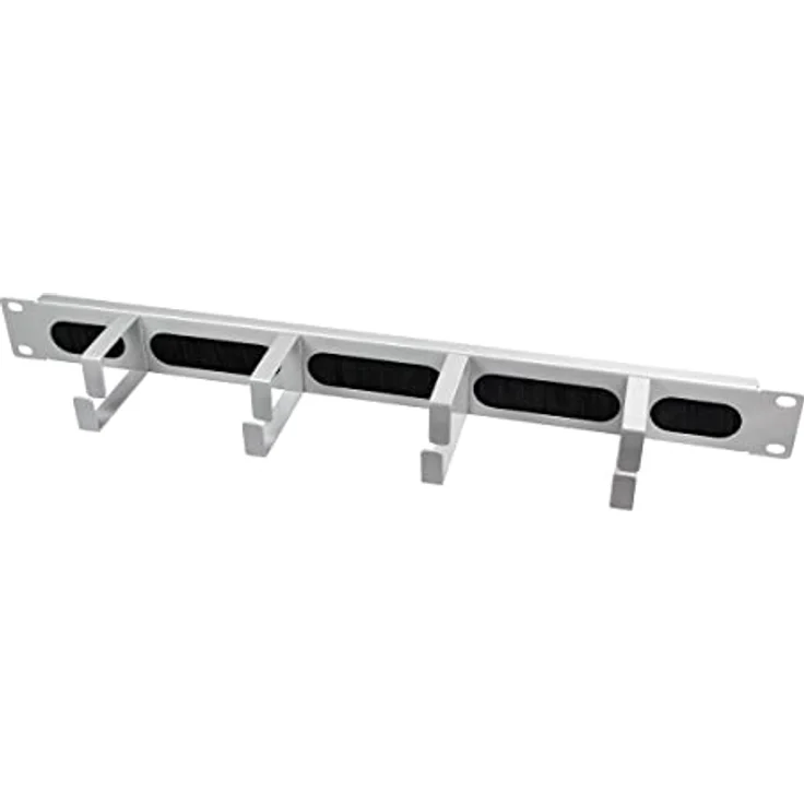 LogiLink Professional OR106G - 19"-Kabelführungspanel mit 4 Stahlbügeln und Bürstenleiste, lichtgrau – Bild 1