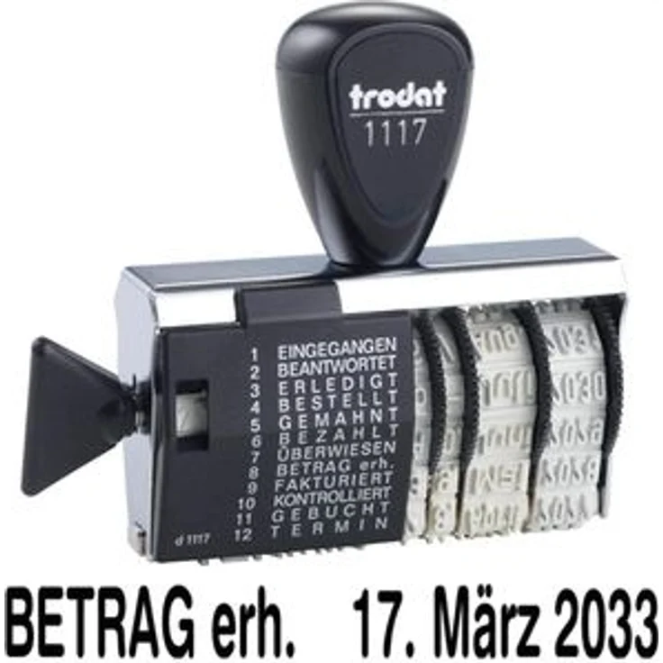 Trodat 1117 Datumstempel mit 12 Lagertexten