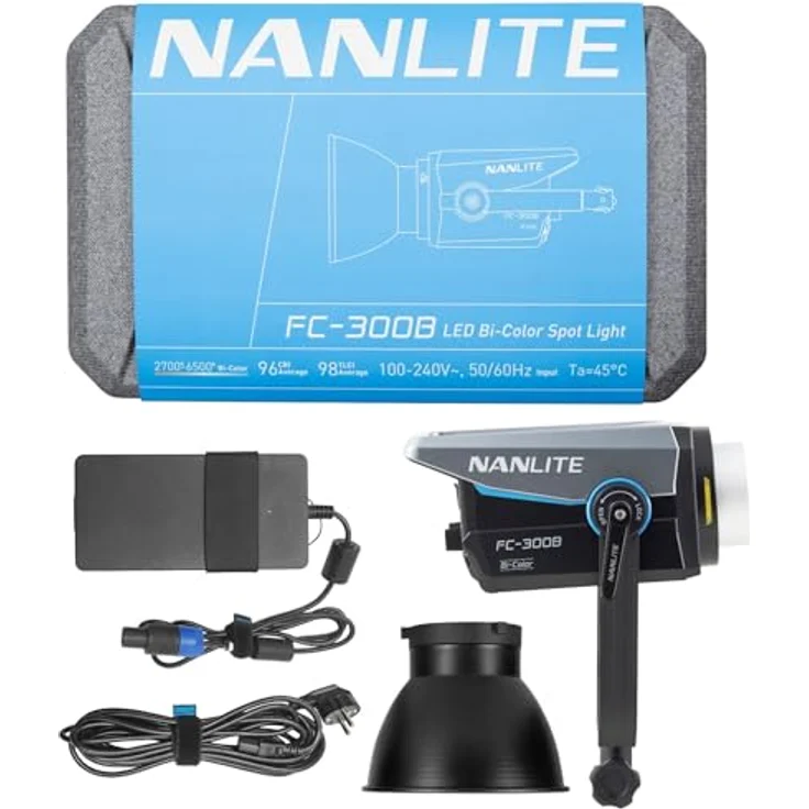 NANLITE FC-300B Bi-Color Reportage- und Studio-Scheinwerfer mit 350W LED, 2700 - 6500K, bis zu 37340 Lux, inklusive Transporttasche – Bild 3
