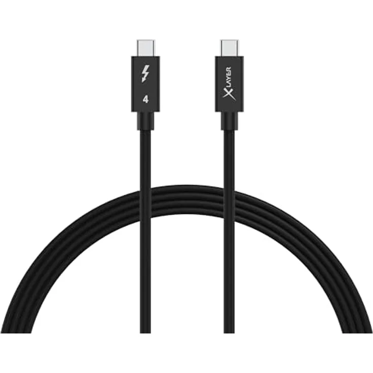 XLayer Thunderbolt 4 Ladekabel 100cm, 240W / 40Gbps, USB-C auf USB-C, für Typ-C Geräte, schwarz