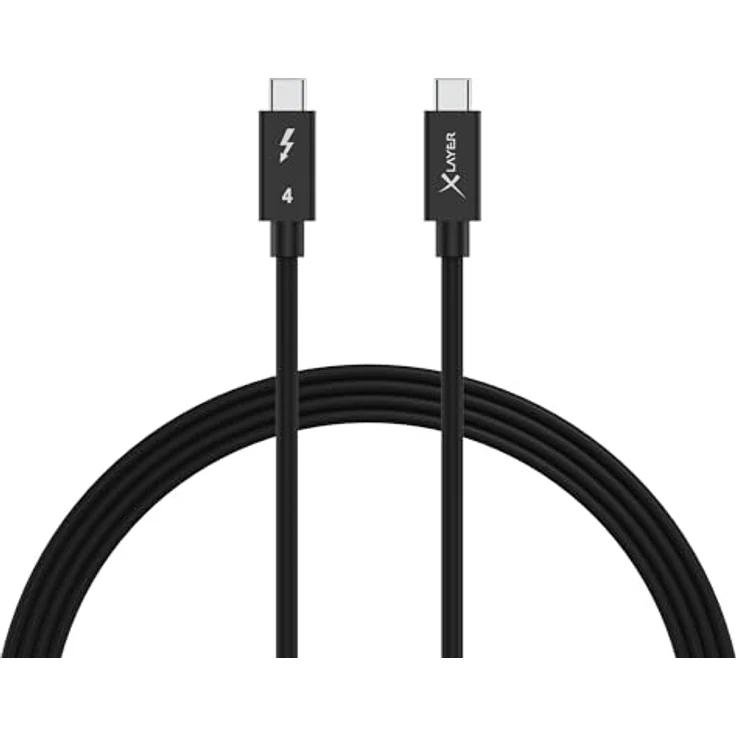 XLayer Thunderbolt 4 Ladekabel 100cm, 240W / 40Gbps, USB-C auf USB-C, für Typ-C Geräte, schwarz – Bild 1