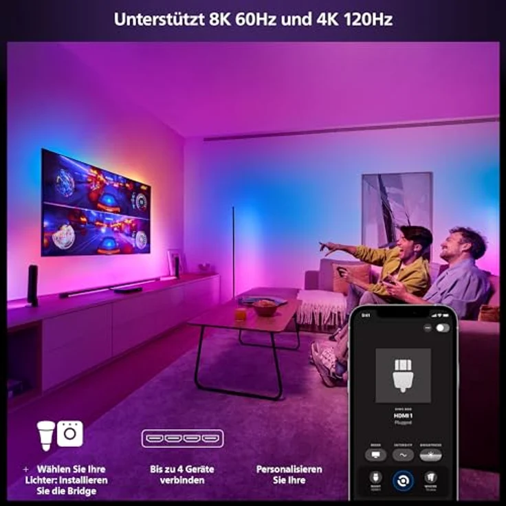Philips Hue Play HDMI-Synchronisationsbox 8K - Synchronisiert bis zu 10 Hue Lampen mit Games, Filmen und Musik - Erfordert Hue Bridge - Unterstützt Dolby Vision HDR10+ – Bild 4