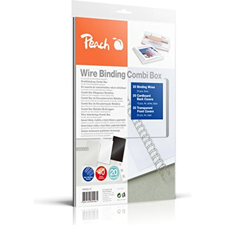 Peach PW064-07 Drahtbindeset für 20 Dokumente DIN A4, 60-teilig, mit 6mm Bindekapazität, inklusive Deck- und Rückseiten, in A4-Format, Bürotechnik – Bild 2