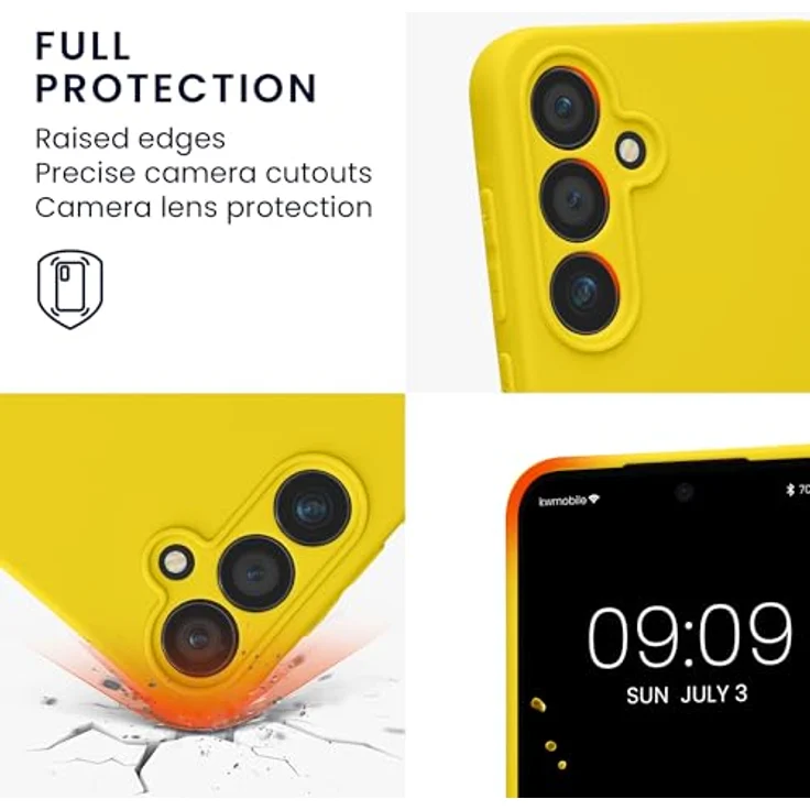 kwmobile Handyhülle für Samsung Galaxy A55 5G - weiches Silikon Case in strahlend Gelb, reißfest und rutschfest mit präzisen Ausschnitten für Tasten und Kamera – Bild 3