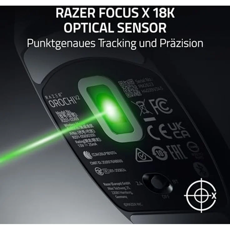 Razer Orochi V2 Wireless Gaming Maus, 18K Focus X Sensor, HyperSpeed Wireless/Bluetooth, 6 programmierbare Tasten, schwarz – Bild 6