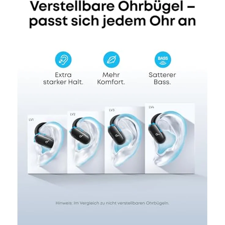 soundcore V40i, Open-Ear Kopfhörer mit 2X tieferem Bass, IP55, 21h Spielzeit, KI-optimierte Anrufe, Bluetooth 5.4, verstellbar für jedes Ohr, transparentes Case – Bild 4