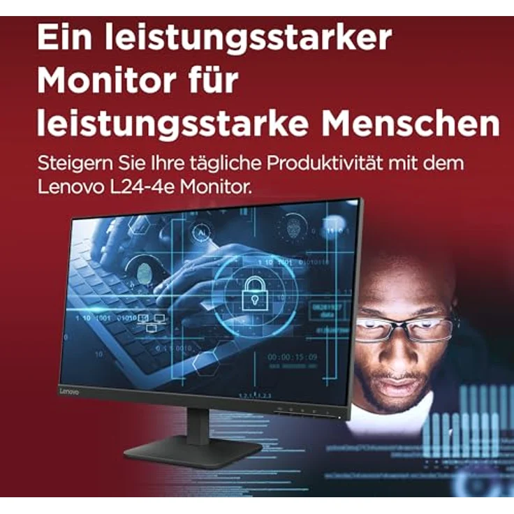 Lenovo L24-4e, 23.8" Full HD WLED Monitor, 1920x1080, 100 Hz, 4ms Reaktionszeit, IPS-Panel, HDMI & VGA, entglare, raven schwarz – Bild 4