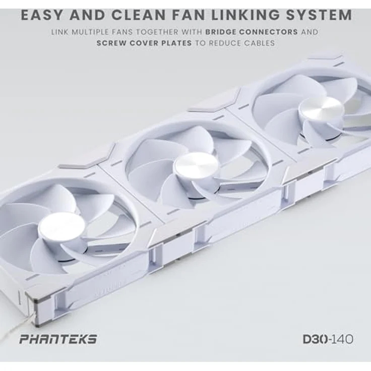 Phanteks D30 PWM Reverse Airflow, D-RGB Lüfter, 3er Pack - 140mm, weiß – Bild 5