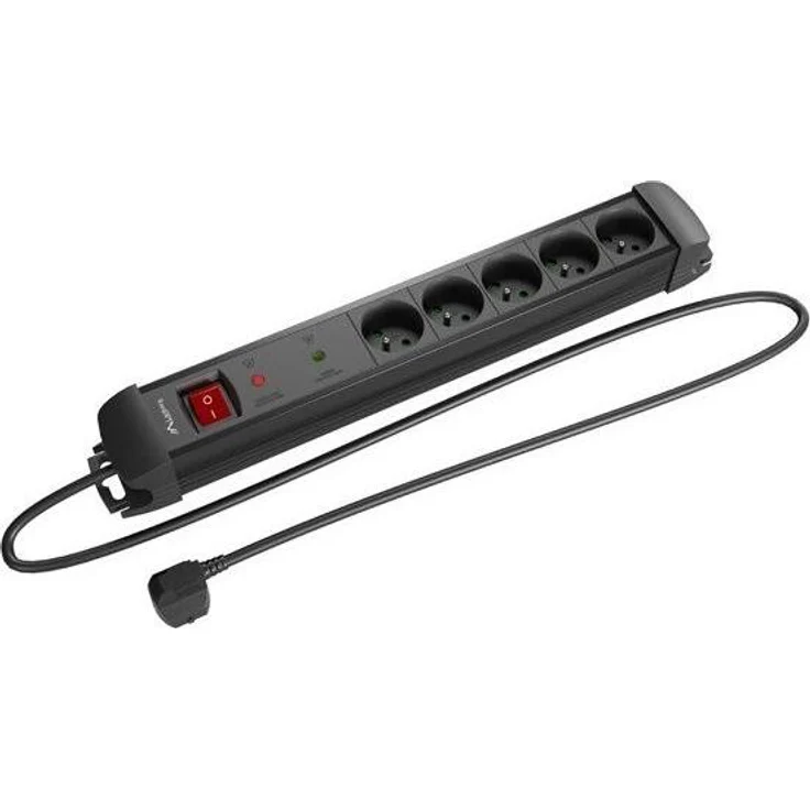 Lanberg SP1 5 gniazd PL, Steckdosenleiste mit Überspannungsschutz, 5x geerdete Steckdosen, 3 m, 2500 W, beleuchteter Sicherheitsschalter