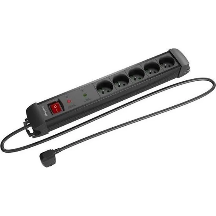 Lanberg SP1 5 gniazd PL, Steckdosenleiste mit Überspannungsschutz, 5x geerdete Steckdosen, 3 m, 2500 W, beleuchteter Sicherheitsschalter