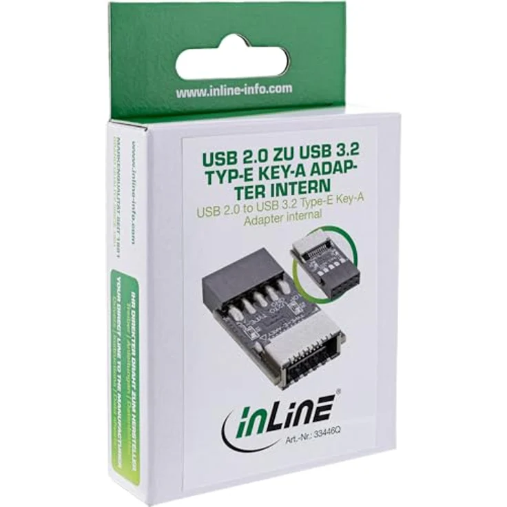InLine® USB 2.0 zu USB 3.2 Typ-E Key-A Internadapter, Datenübertragung 480 Mb/s, schwarz – Bild 3