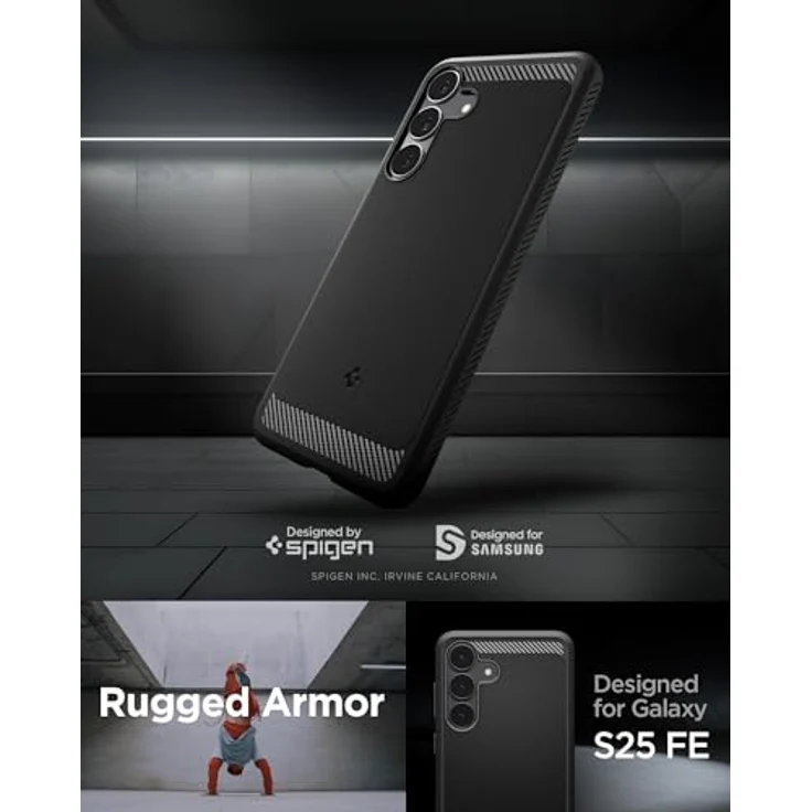 Spigen Rugged Armor Hülle für Samsung Galaxy S25 FE - Fallschutz in Militärqualität, Matte Black – Bild 2