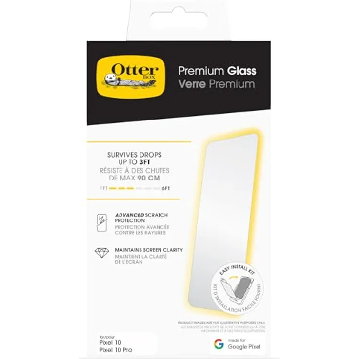 OtterBox Premium Glass Displayschutz für Google Pixel 10/Pixel 10 Pro, gehärtetes Glas mit hervorragendem Kratzschutz und Fallschutz bis 0,9m