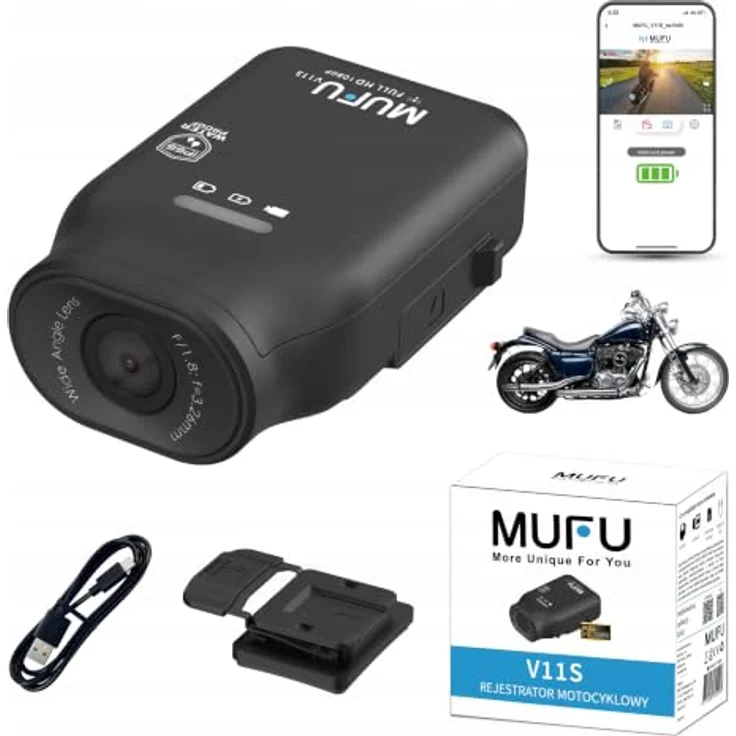 MUFU MOTOCAM V11S, Full HD Action-Kamera für Motorräder mit 7 Stunden Aufnahmezeit und 120° Blickwinkel, wasserdicht IP66 – Bild 1