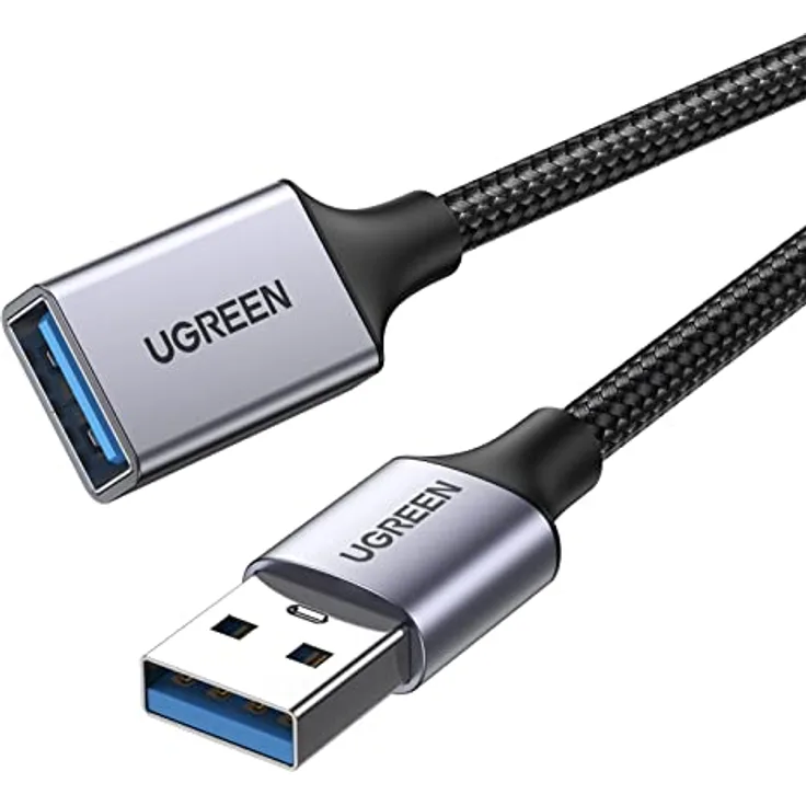 UGREEN USB Verlängerung 3.0 5Gbps 0.5m USB Verlängerungskabel mit Nylonkabel und Aluminiumgehäuse in Grau