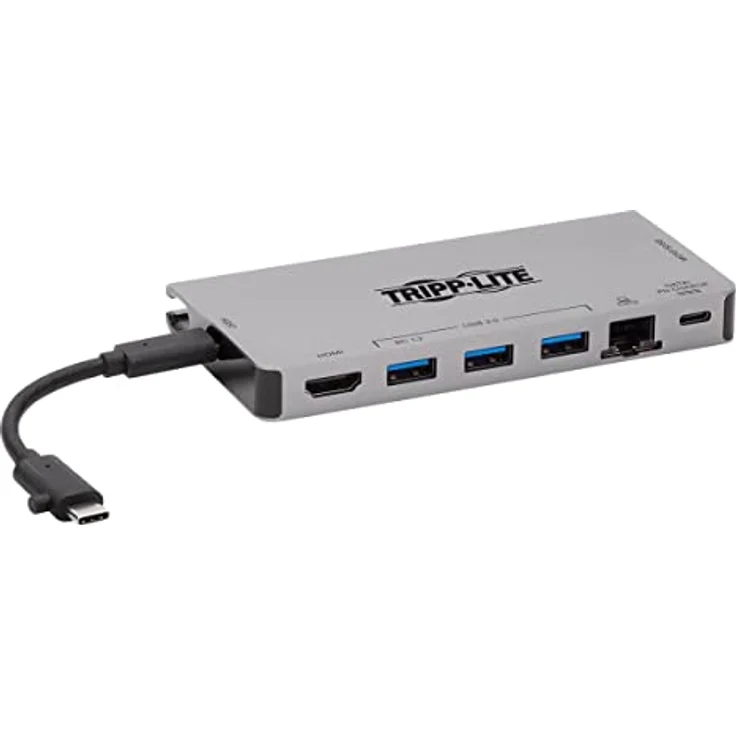 Tripp Lite U442-DOCK5D-GY Tripp Lite USB-C-Dock – 4K HDMI, USB 3.2 Gen 1, USB-A-Hub, GbE, Speicherkarte, 100 W PD-Aufladung, abnehmbares Kabel (U442-DOCK5D-GY) – Bild 1