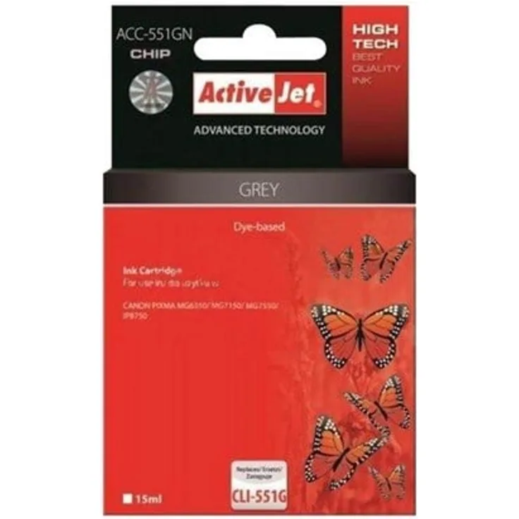 ActiveJet Premium ACC-551GN, kompatible Tintenpatrone in Grau, 15 ml, alternative für Canon CLI-551GY XL