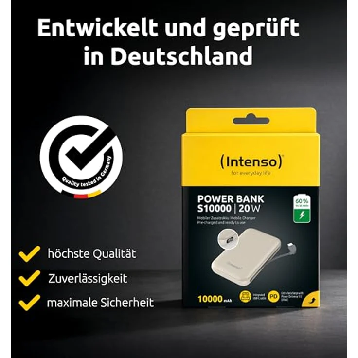 Intenso S10000 Powerbank, 10000 mAh, Schnellladung mit USB-C, Beige – Bild 8