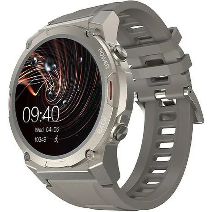 HiFuture FutureGo Mix2, Fitnessuhr mit 1,43 Zoll AMOLED-Display, Bluetooth-Telefonie, IP68, 12 Tage Akku, grau/silber