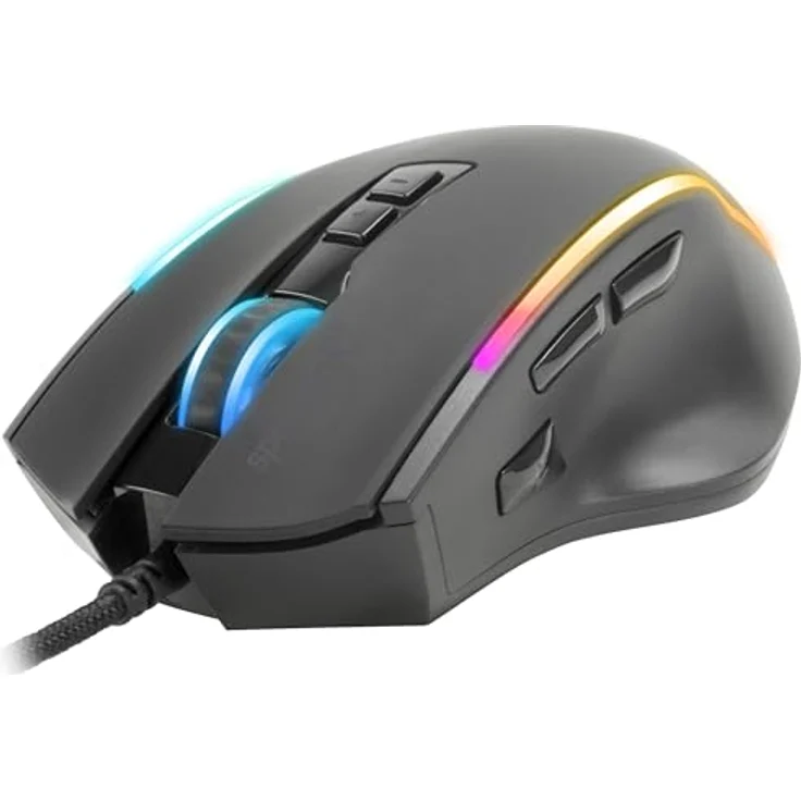 Speedlink DECUS NX RGB Gaming Maus mit Kabel, 6 Tasten, bis 12800dpi, Dauerfeuer Taste, mehrfarbiges RGB, programmierbar, USB, schwarz – Bild 2