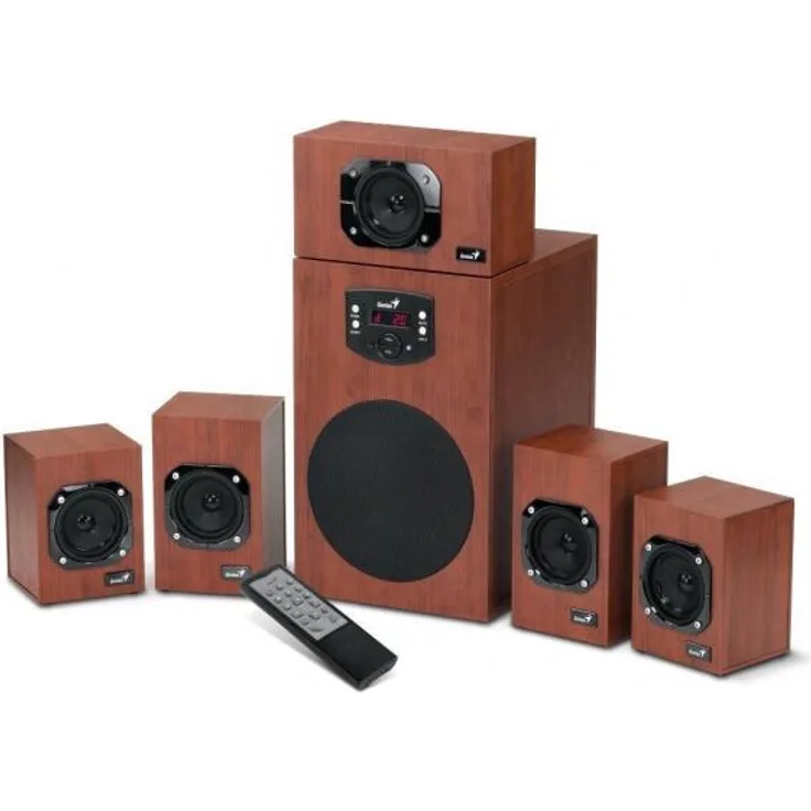 Genius SW-HF5.1 4600 II, PC Lautsprecher mit Holzgehäuse, Braun