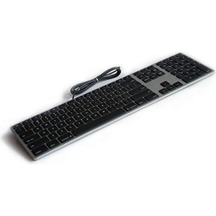 Matias FK318B-DE Aluminium Erweiterte USB Tastatur/Keyboard für Apple Mac OS | QWERTZ | Deutsch | mit reaktionsschnellen Flachen Tasten und zusätzlichem Ziffernblock | Space-Grey