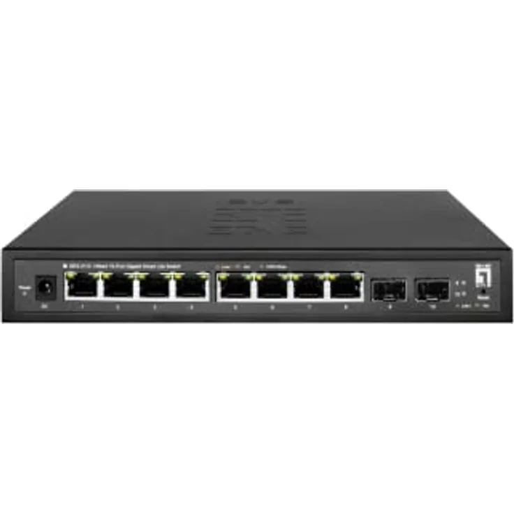 LevelOne GES-2110 Hilbert 10-Port Gigabit Smart Lite Switch, 8 x Gigabit RJ45, 2 x Gigabit SFP
