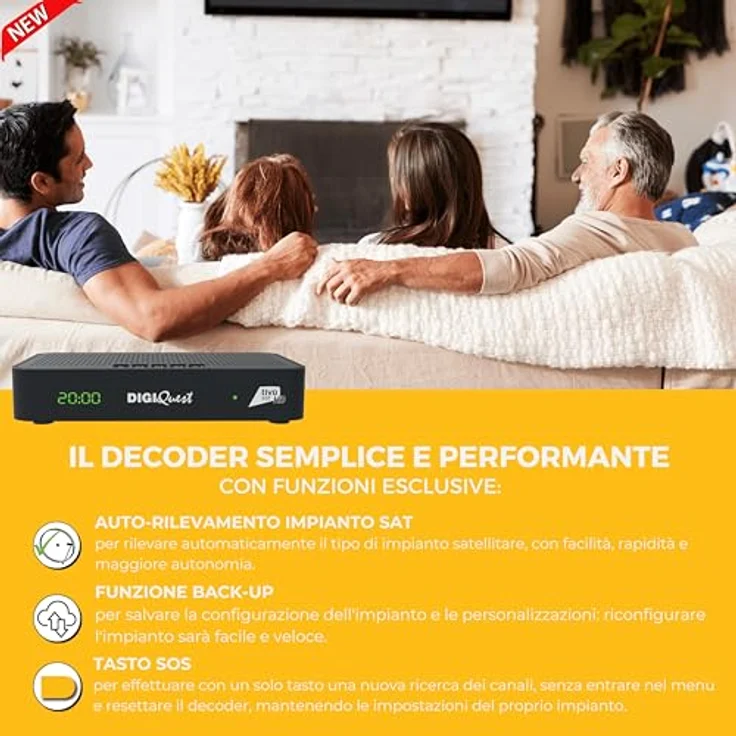 DIGIQUEST Tivùsat Maximo Combo Receiver, DVB-S2 und DVB-T2, 2in1 Fernbedienung, Aufnahmefunktion zuschaltbar, schwarz – Bild 5