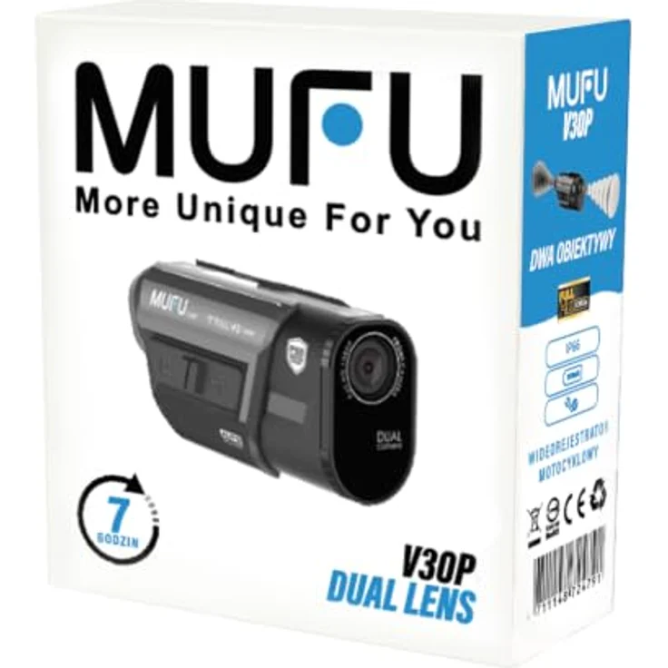 MUFU V30P Motorrad-Dashcam Full HD mit 2 Kameras, 3100-mAh-Batterie und bis zu 7 Stunden Aufnahmezeit, GPS und WLAN – Bild 3