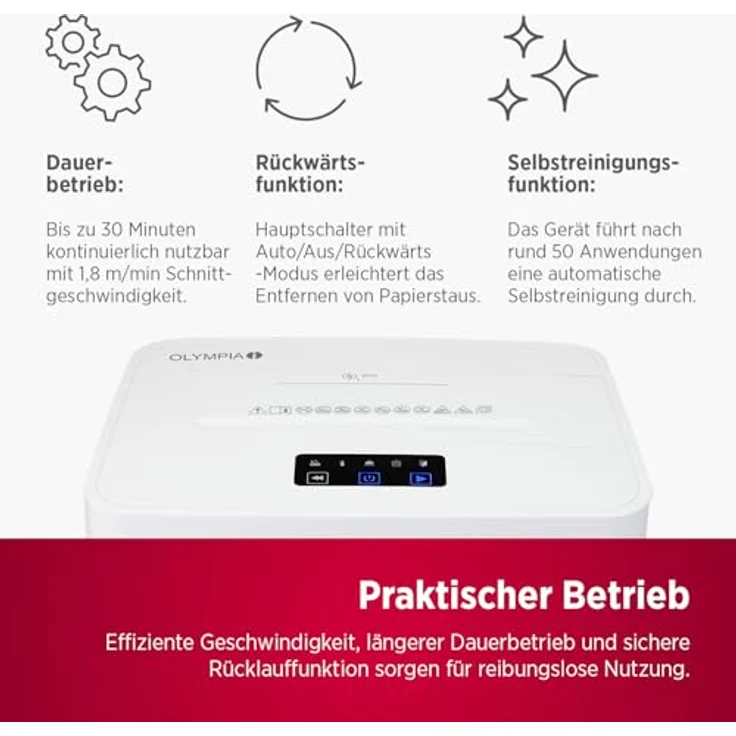 Olympia MC 2508 S, Aktenvernichter mit Mikroschnitt, 25 Liter Auffangvolumen, leise (45 dB) in weiß – Bild 5