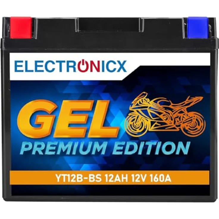 Electronicx GEL-YT12B-BS Motorradbatterie 12Ah 12V, wartungsfrei und vibrationsfest für Motorrad, Roller, Quad und ATV – Bild 1