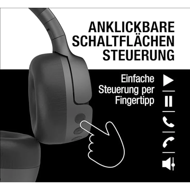 Fresh 'n Rebel Code Fuse, Bluetooth-Kopfhörer on-Ear, kabellos, 30 Stunden Spielzeit, mit Mikrofon und Sprachassistent, Lautstärkeregler und Wiedergabe/Pause-Tasten, faltbar (Storm Grey) – Bild 3