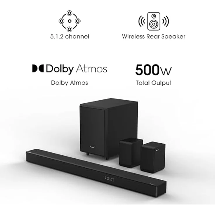 Hisense AX5125H - 5.1.2-Kanal-Soundbar mit kabellosem Subwoofer, Dolby Atmos, Super Bass, Bluetooth 5.3 – Bild 4