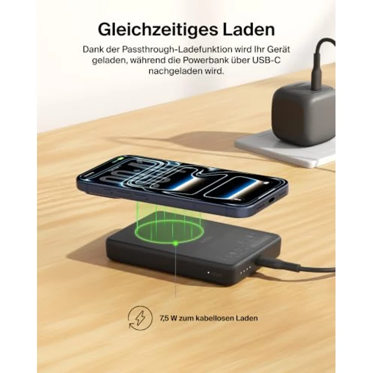 Belkin BoostCharge Slim Magnetische Powerbank 10.000 mAh, 7,5 W, USB-C, Schwarz für iPhone 12-17 – Bild 9