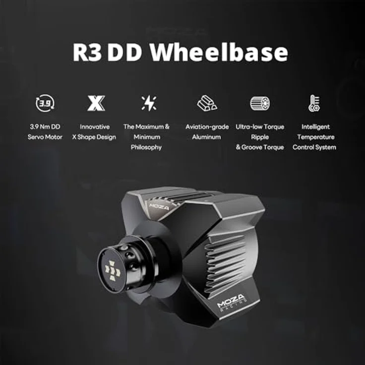 MOZA RACING R3 Racing Set, Gaming-Lenkrad für XBOX und PC mit DD R3 Wheelbase, 22 programmierbaren Tasten und SR-P Lite Pedalen, Schwarz – Bild 4