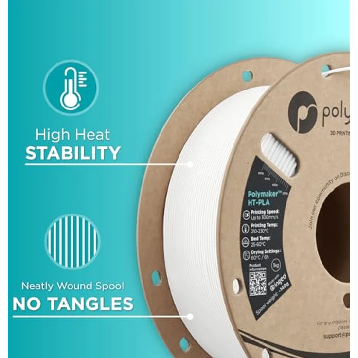 Polymaker HT-PLA-GF, 3D Filament mit Hitzebeständigkeit bis 114,7 °C, 1000 g, Weiss – Bild 8
