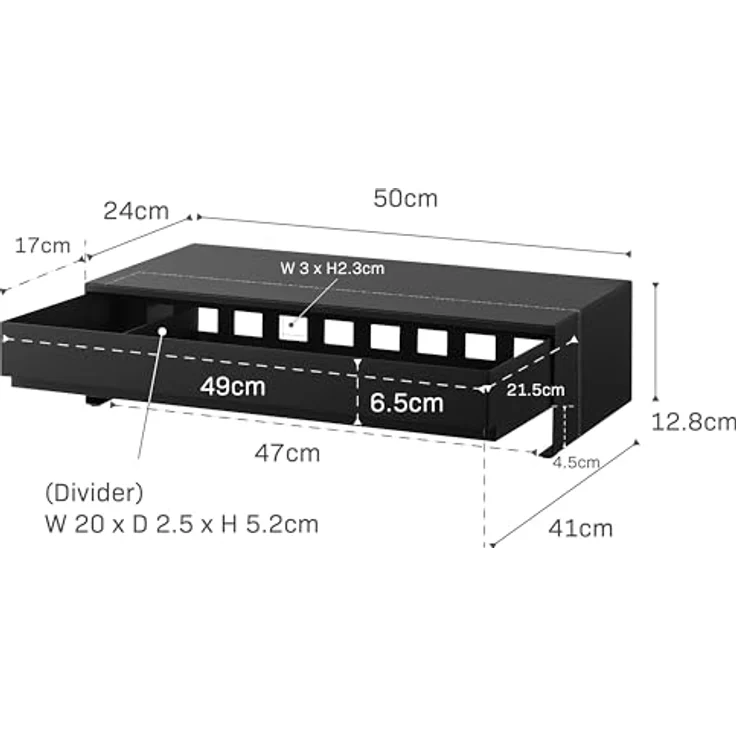 Yamazaki TOWER Monitor-Halterung Ständer mit Schublade, bis 27 Zoll, Schreibtischaufsatz, inkl. Kabelhalter, schwarz – Bild 8