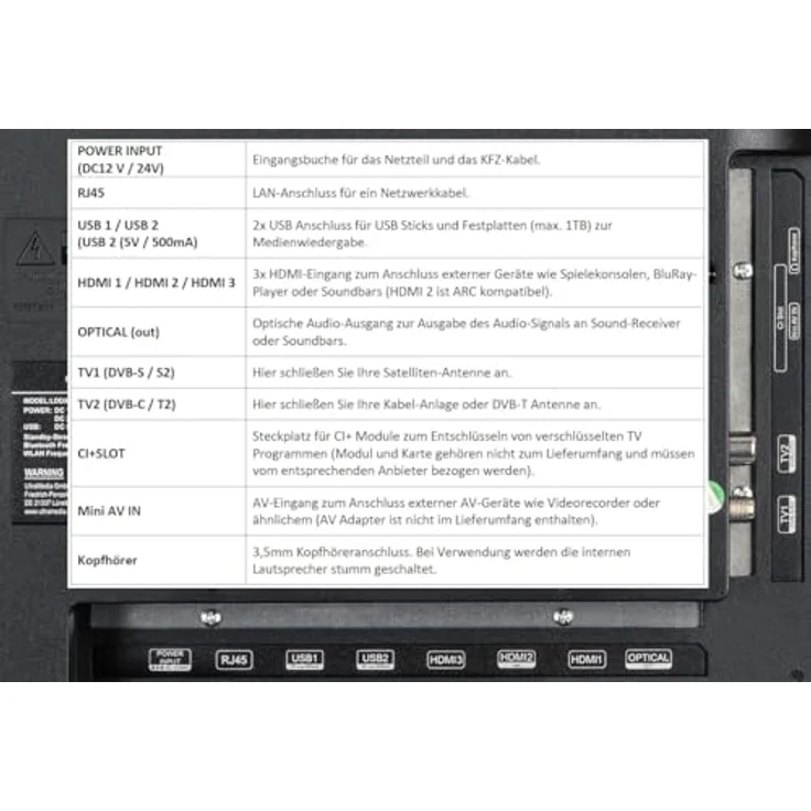 Reflexion LDDX19IBT Black, 19 Zoll Smart TV mit integriertem DVD-Player, geeignet für Caravan 12/24/230 Volt – Bild 8