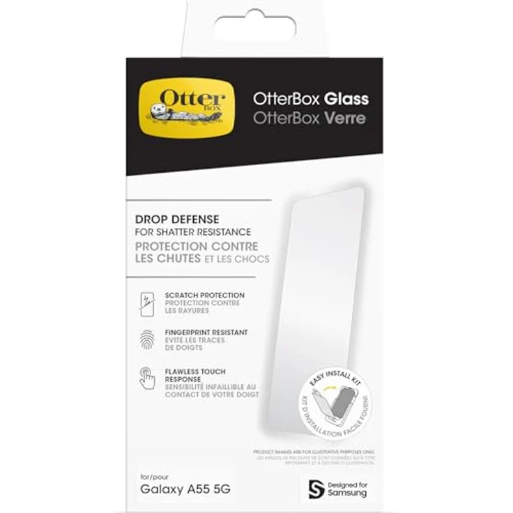 OtterBox Glass Displayschutz für Samsung Galaxy A55 5G, gehärtetes Glas, Schutz vor Brüchen, Kratzern und Stürzen – Bild 1