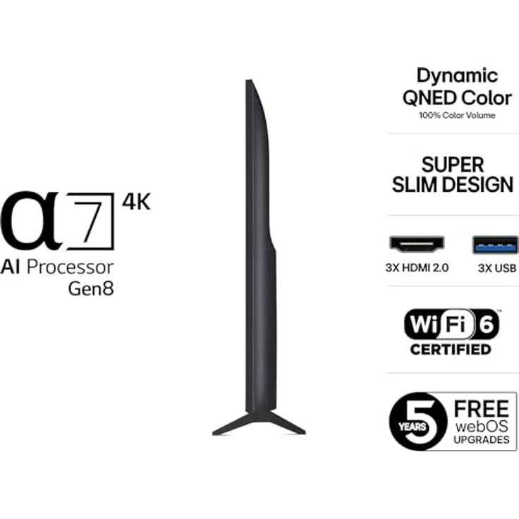 LG 43QNED70A6A, 43 Zoll 4K Ultra HD Smart TV mit AI Sound Pro und Wi-Fi, schwarz – Bild 7