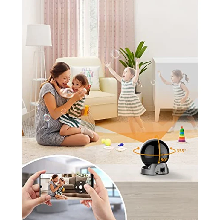 Imou überwachungskamera innen WLAN IP Kamera 360° Bewegungsverfolgung & Personenerkennung Nachtsicht 10m Alexa kompatibel 4MP-Auflösung 2-Wege-Audio 2,4GHZ Rex 4MP – Bild 5