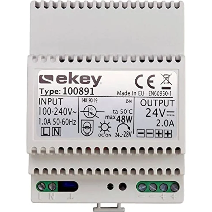 Ekey Hutschienennetzteil 100891 230VAC - 24V DC 2A (48 W), PC Netzteil - Zuverlässiges Netzteil mit 48 W Leistung, von Ekey – Bild 2