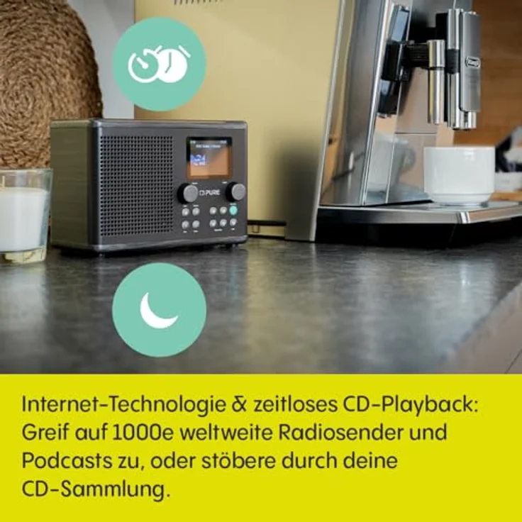 Pure Classic H4i Internetradio - WLAN, DAB+, FM, Bluetooth 5.3, USB - 10W Lautsprecher - 2,4" Farbdisplay - 150 Speicherplätze - Sleep- & Küchentimer - AUX-Eingang - Schwarz – Bild 2