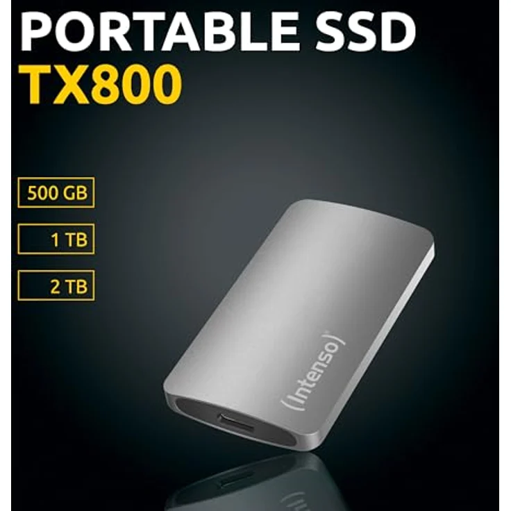 Intenso Externe SSD TX800, 1TB Portable Solid State Drive, USB 3.2 Gen 2x2 (20 Gbit/s), bis zu 2100 MB/s, Anthrazit – Bild 3
