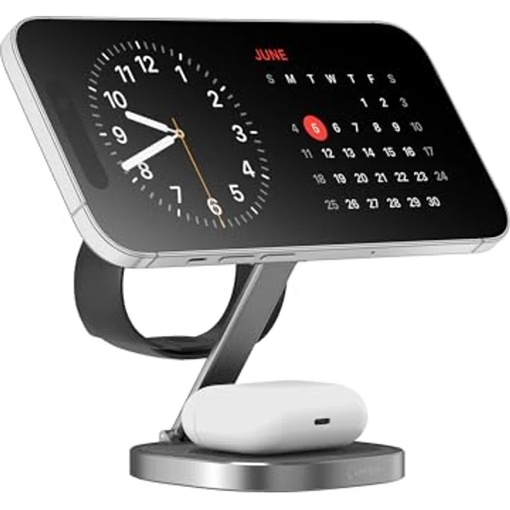 XLayer MagFix Pro 3 in 1 Ladestation Apple Wireless Charger | Klappbar | Standby | Magsafe Kompatibel | Magnetisch | Induktive | Kabellos | schnelllader iphone 15/14/13/12 Pro Watch 5/6/7/8/9/SE/Ultra – Bild 1